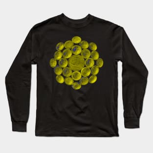 Yellow USA Twenty Dollars Coin - Surrounded by other Coins Long Sleeve T-Shirt